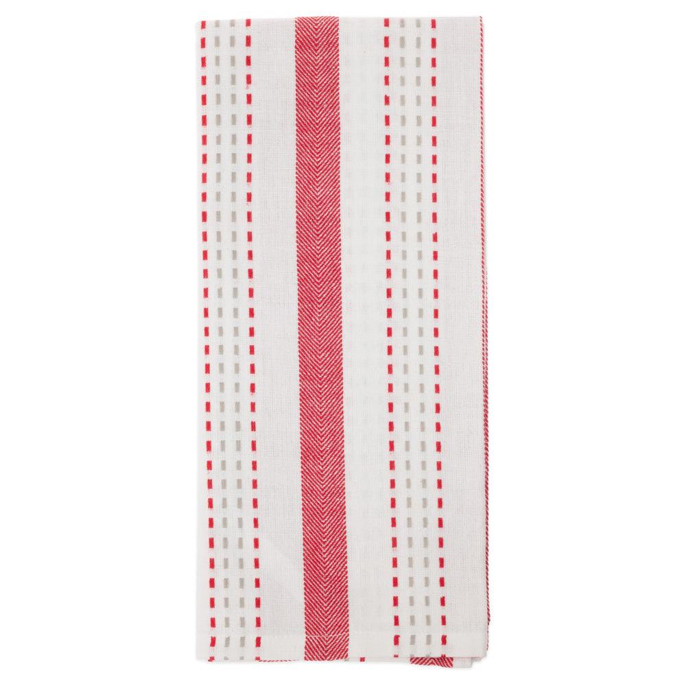 Boston International "Red Stripe & Plaid" Tea Towels -Set of 2