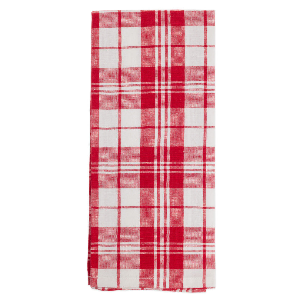Boston International "Red Stripe & Plaid" Tea Towels -Set of 2
