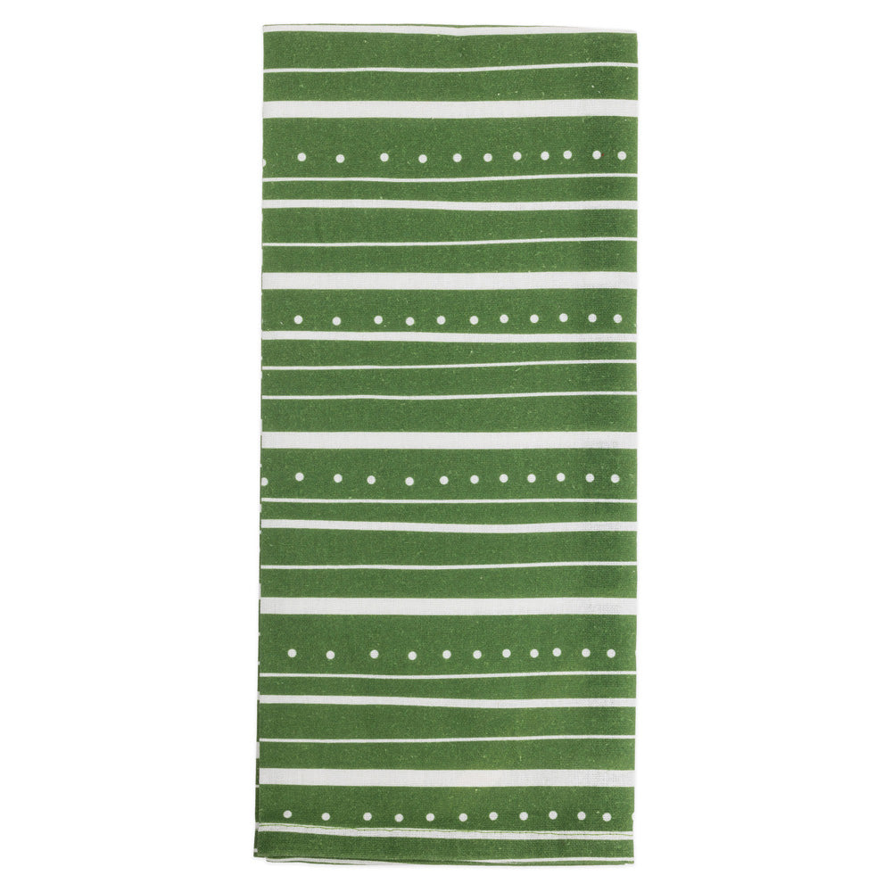 Boston International "Green Trees & Stripes" Tea Towels -Set of 2
