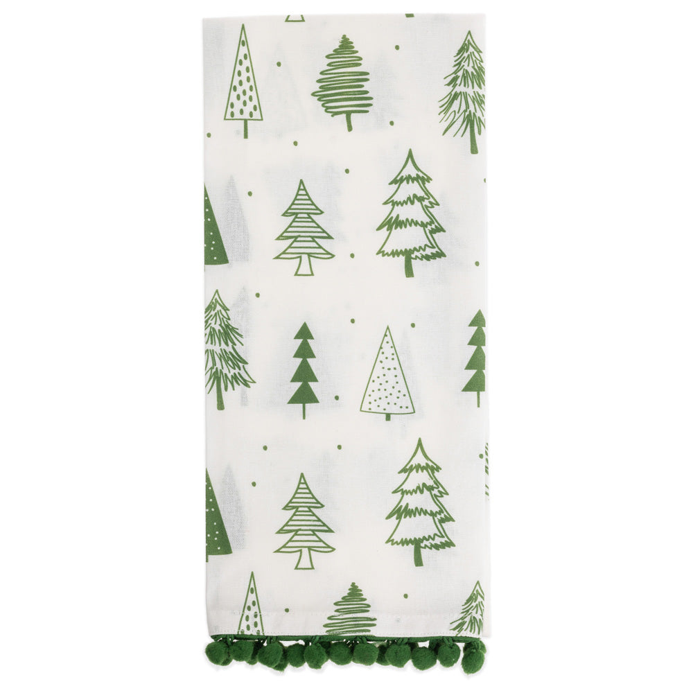 Boston International "Green Trees & Stripes" Tea Towels -Set of 2