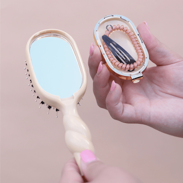 Teleties Mini Boar Bristle Hair Brush - Tan