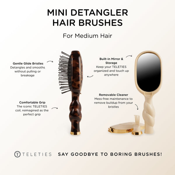 Teleties Mini Sized Detangler Hair Brush for Medium Hair – Tortoise