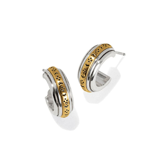 Brighton Mosaic Two Tone Mini Hoop Post Earrings-Gold/Silver