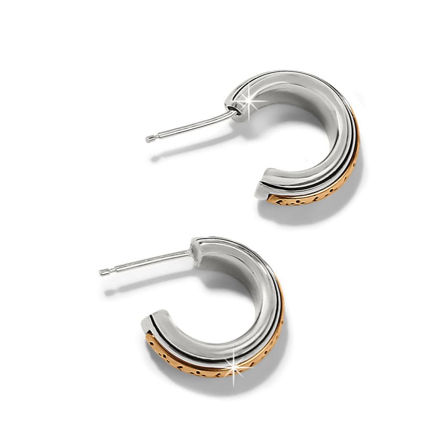 Brighton Mosaic Two Tone Mini Hoop Post Earrings-Gold/Silver