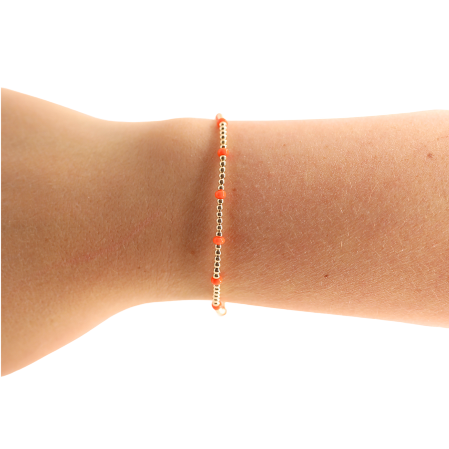 Beaded Blondes "Dainty Poppi" Orange Bracelet -Standard 6.75"