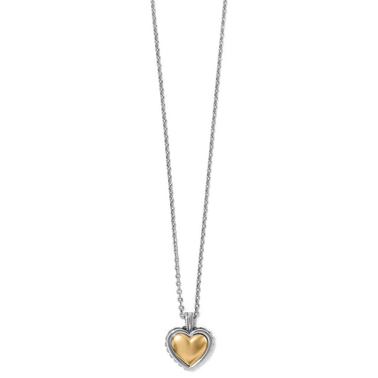 Brighton Pretty Tough Bold Heart Petite Two Tone Necklace-Gold/Silver