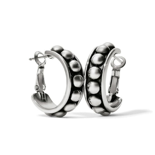 Brighton Pretty Tough Stud Medium Leverback Hoop Earrings- Silver