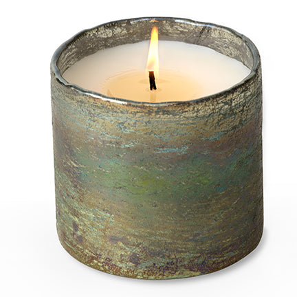 HImalayan Trading Mossy Green Artisan Blown Glass Tumbler Candle-Juniper Incense