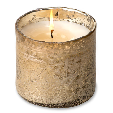 Himalayan Trading Matte Gold Artisan Blown Glass Tumbler Candle-Lilac & Leather
