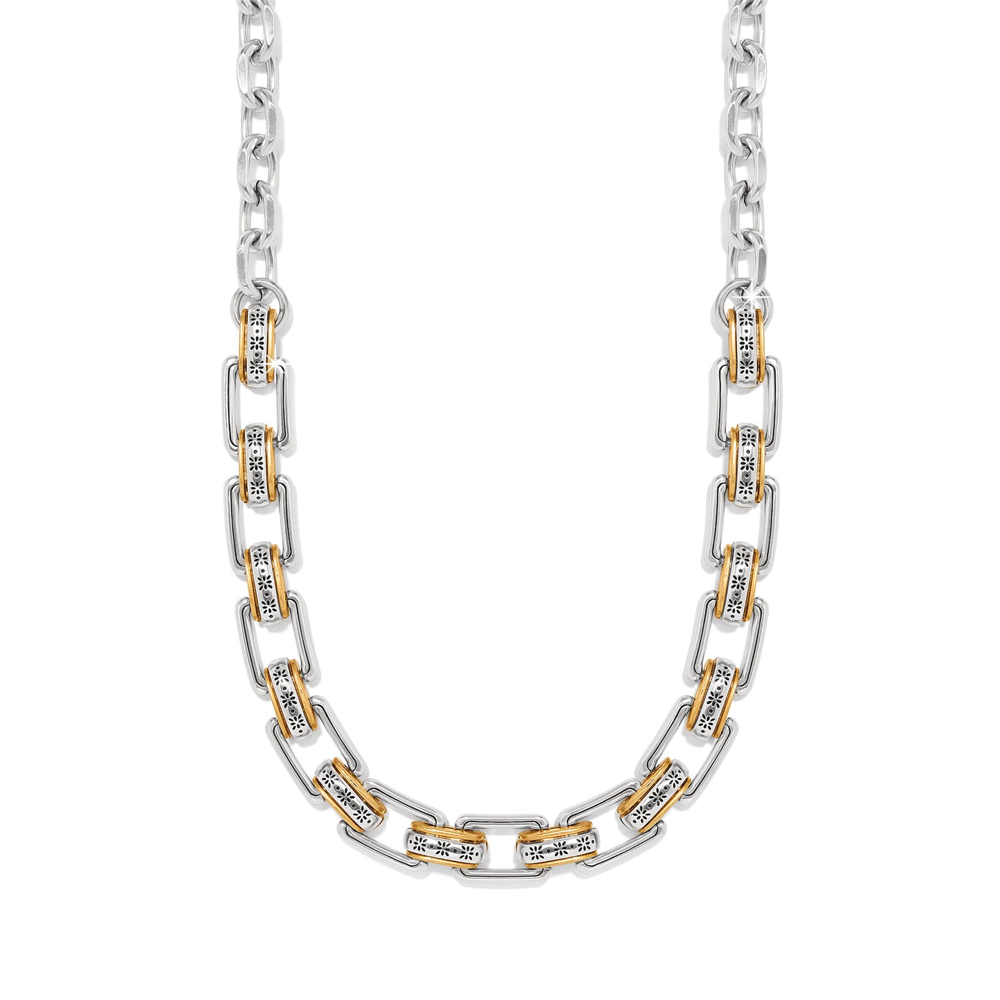 Brighton Mosaic Two-Tone Links Necklace-Silver/Gold
