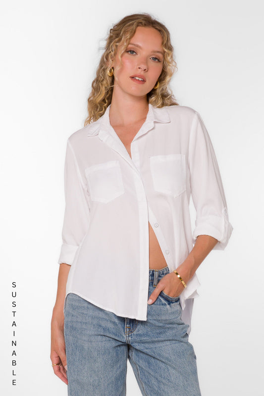 Velvet Heart "Riley" Rolled Tab Sleeve-Optic White