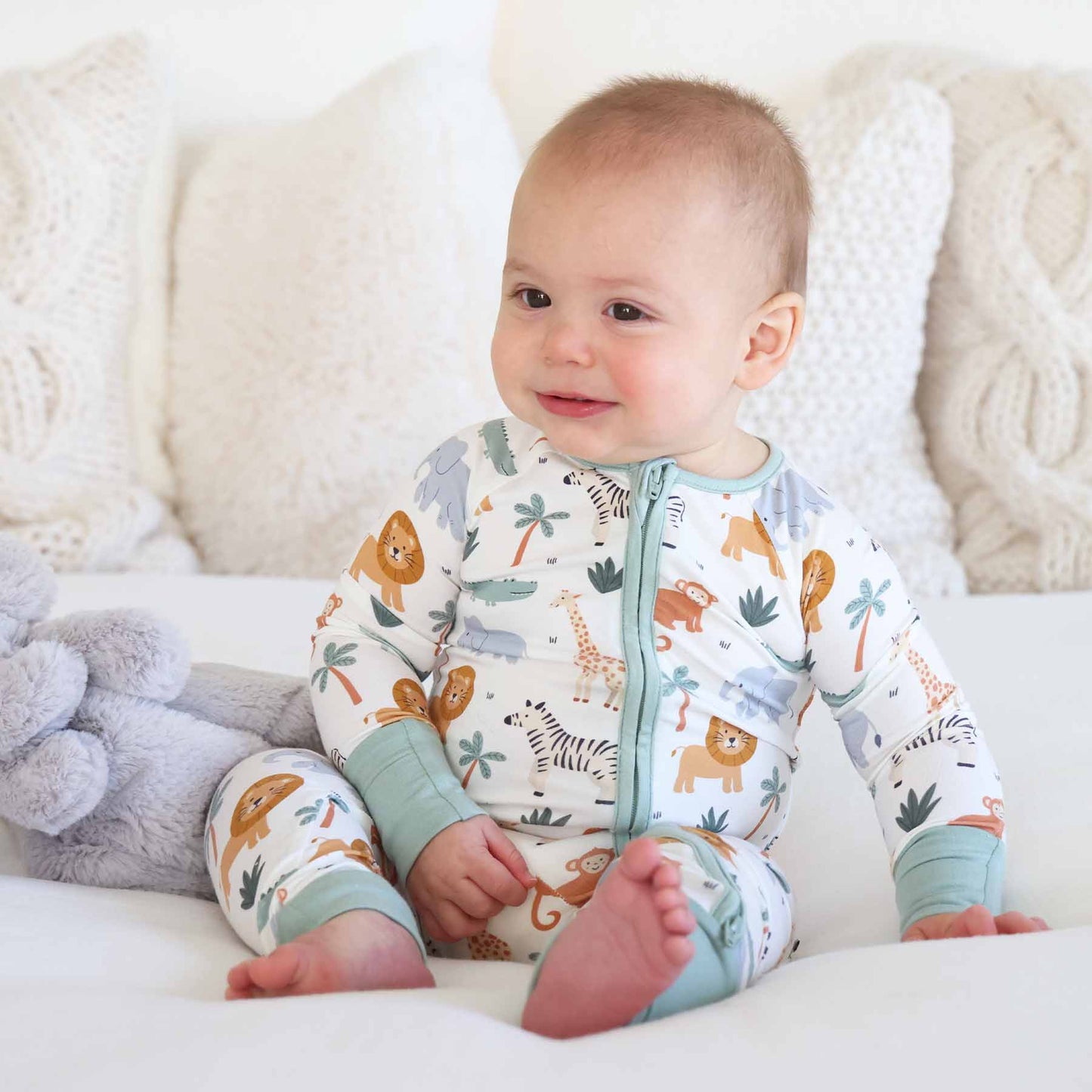 Caden Lane “Safari Snuggles” Convertible Zip Romper