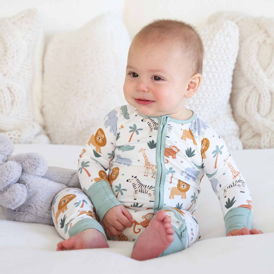 Caden Lane “Safari Snuggles” Convertible Zip Romper