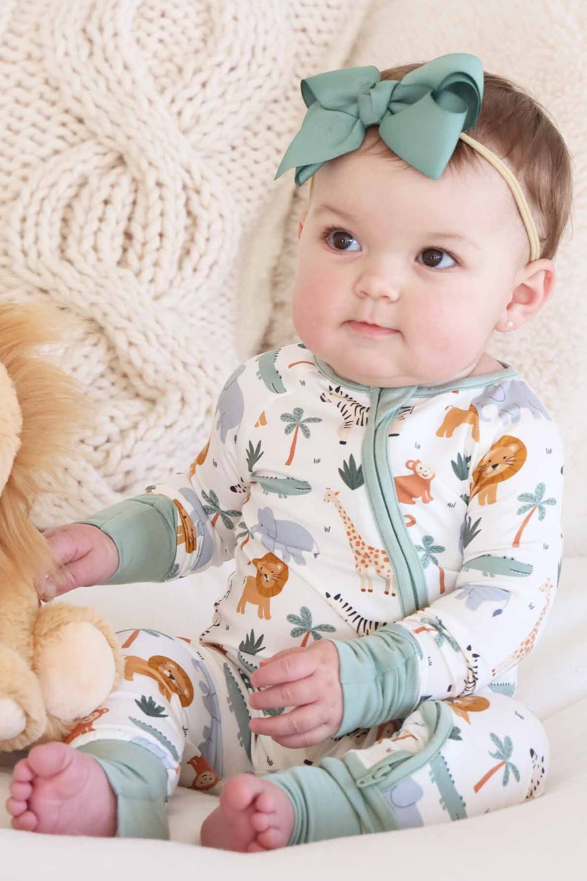 Caden Lane “Safari Snuggles” Convertible Zip Romper