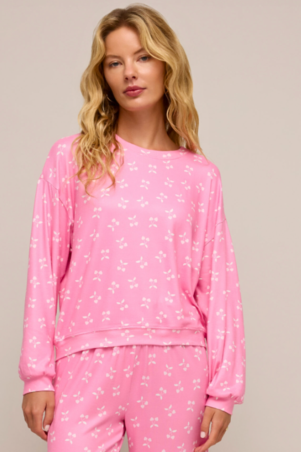 Z Supply Cherry L/S Top-Pink Bisou