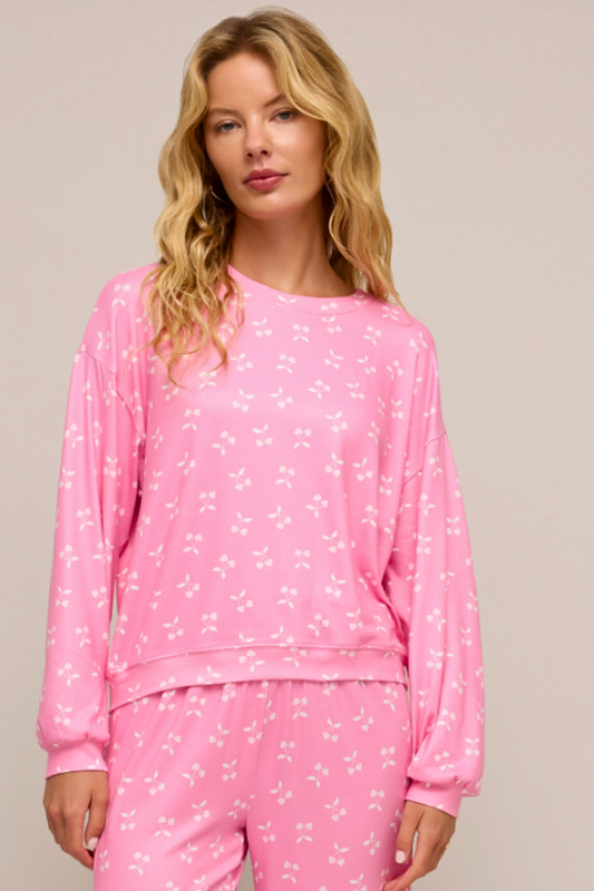 Z Supply Cherry L/S Top-Pink Bisou