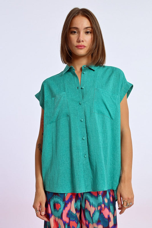 Molly Bracken “Chantel” Short Sleeve Shirt - Emerald