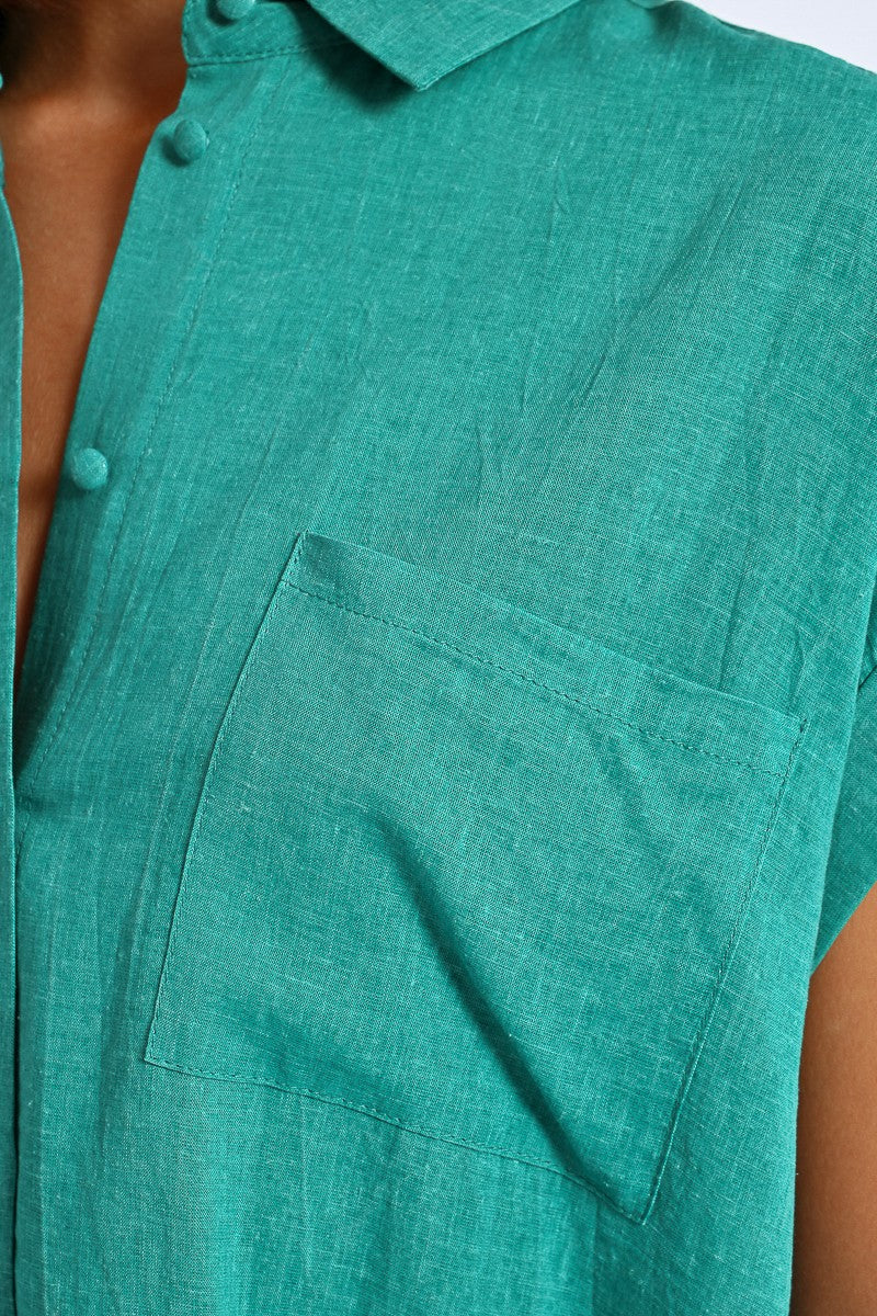 Molly Bracken “Chantel” Short Sleeve Shirt - Emerald