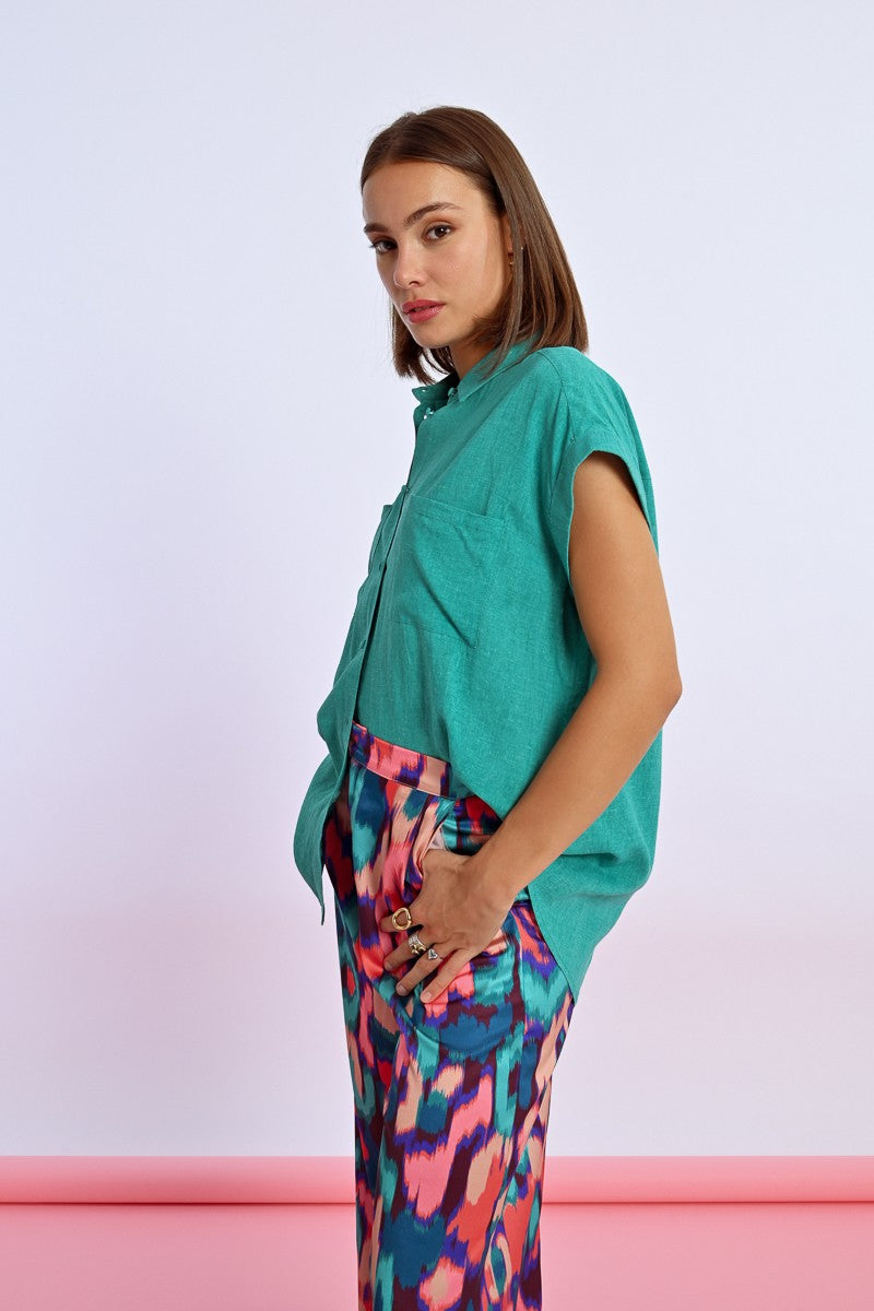 Molly Bracken “Chantel” Short Sleeve Shirt - Emerald