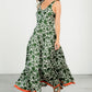 THML "Mia" Tie Straps Maxi  Dress-Green