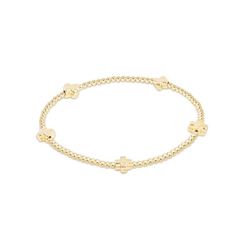 Enewton Signature Cross Small Gold Pattern 2mm Bead Bracelet-Gold