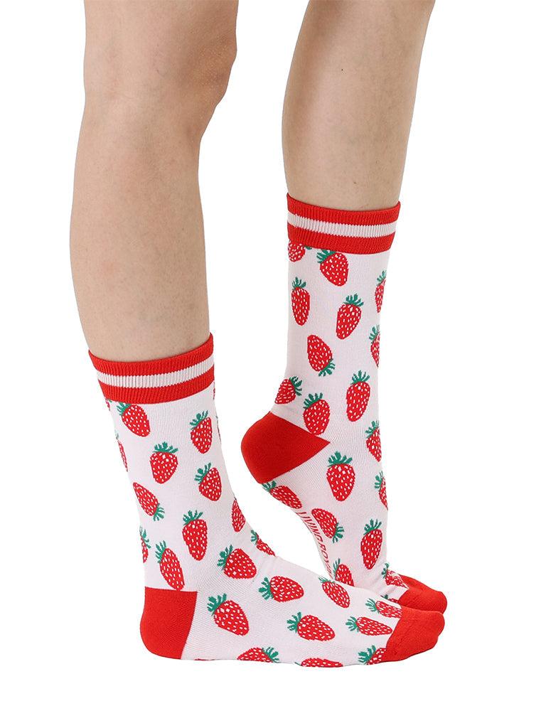 Living Royal Women's Bamboo Crew Socks - Strawberry
