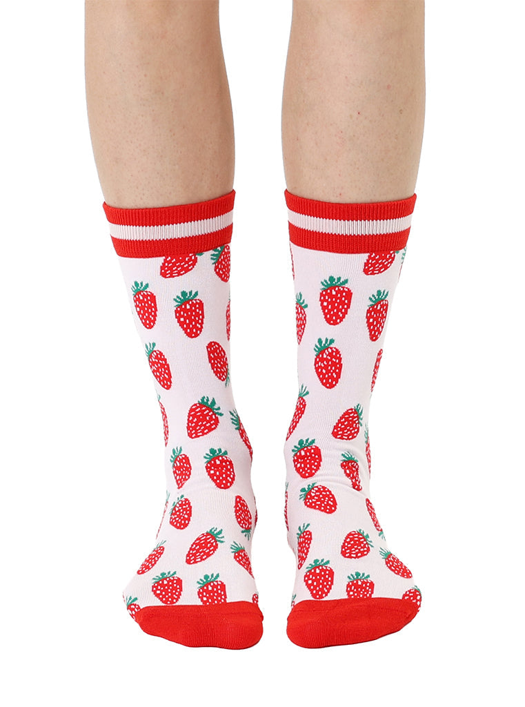 Living Royal Women's Bamboo Crew Socks - Strawberry