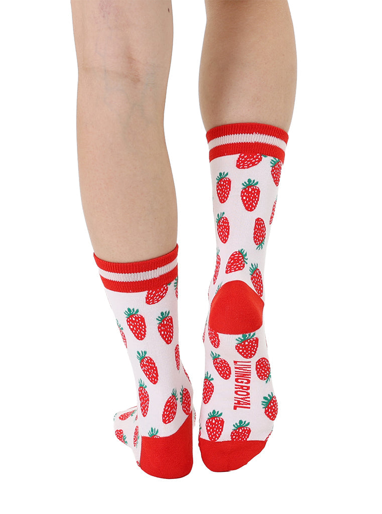 Living Royal Women's Bamboo Crew Socks - Strawberry