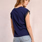 Molly Bracken “Indie” Openwork Sleeve Tee - Navy