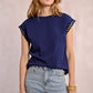 Molly Bracken “Indie” Openwork Sleeve Tee - Navy