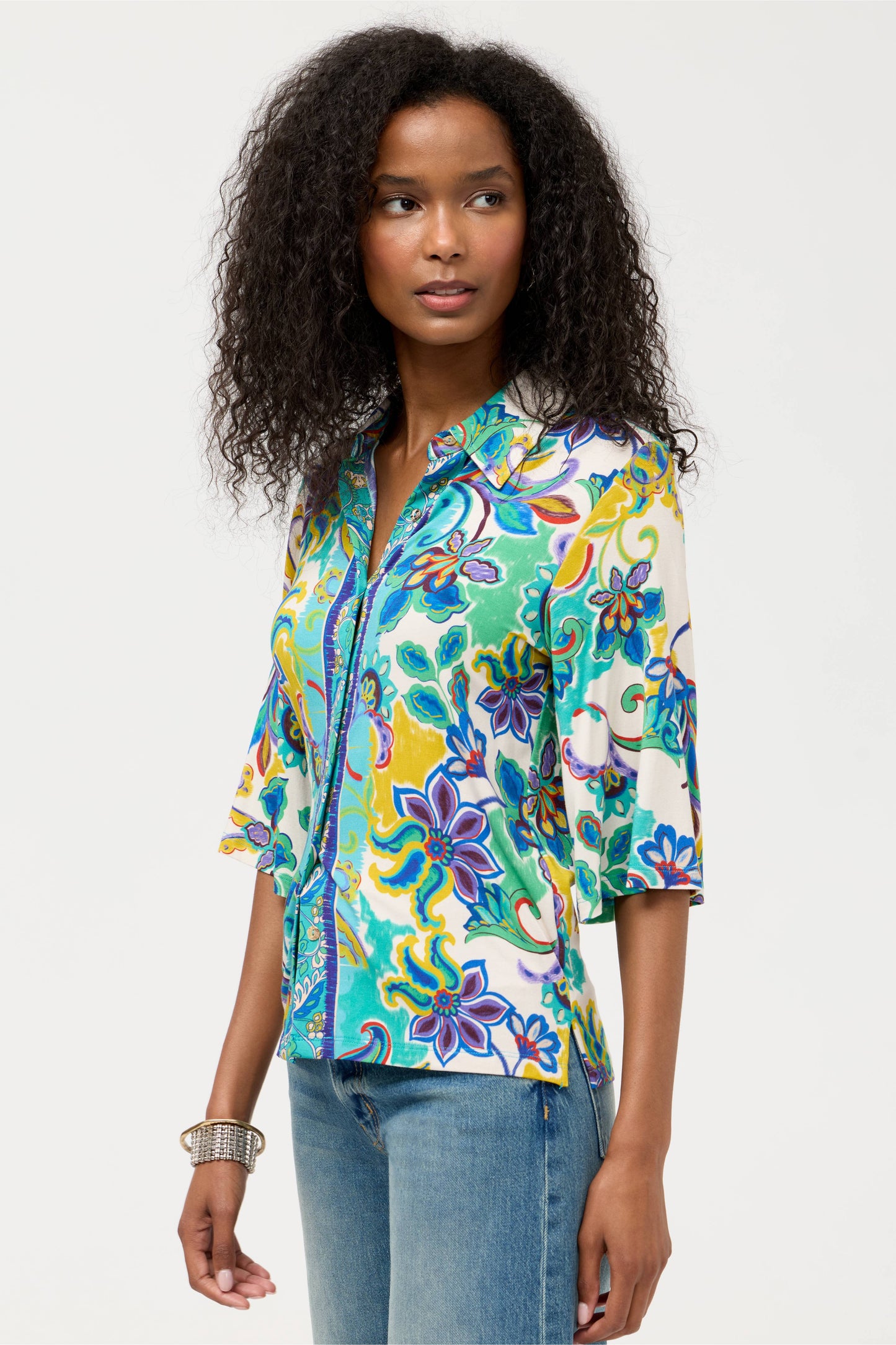 Johnny Was Janie Favorite Kimono Sleeve Button Down Blouse - Rae Rosea
