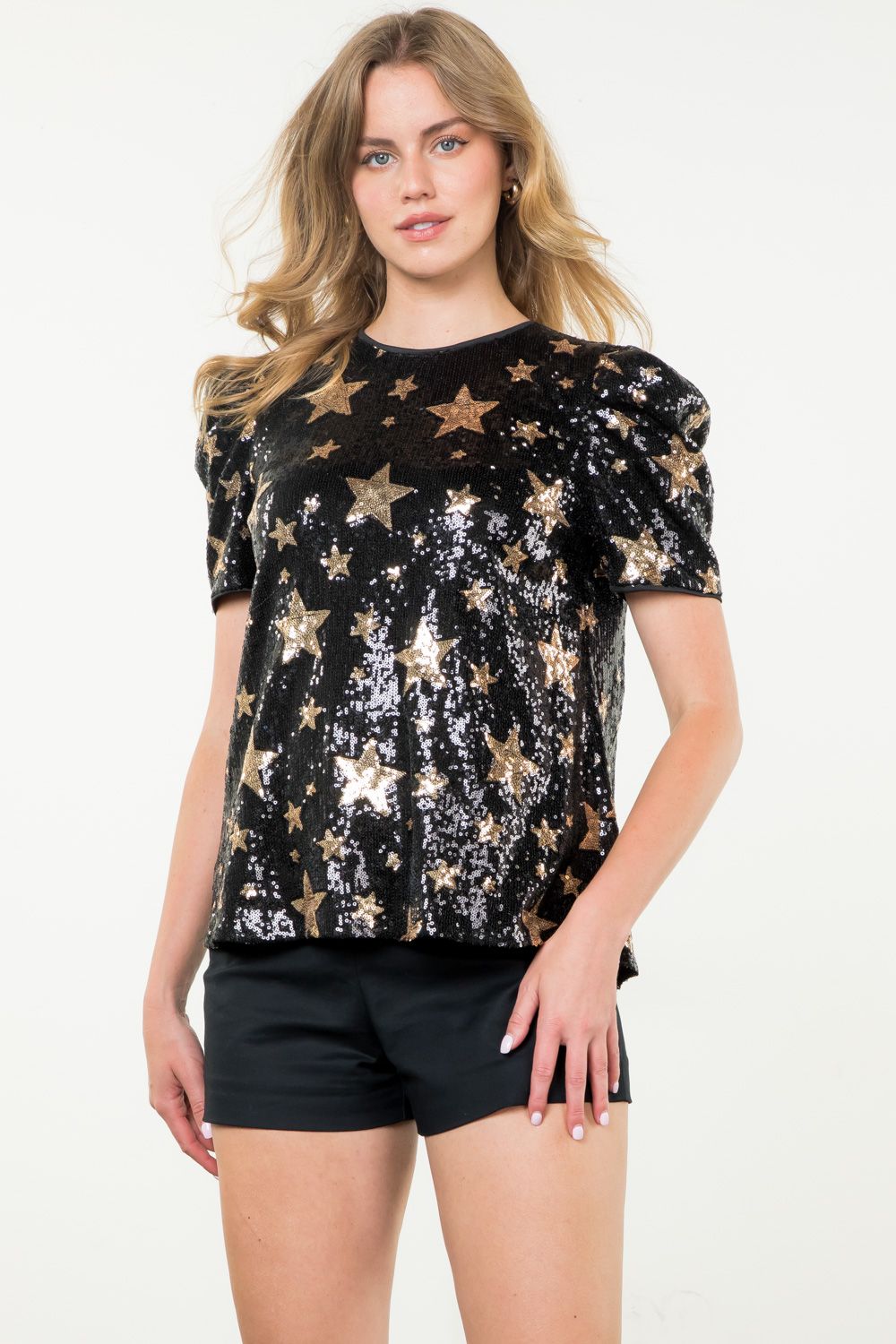 THML “Betsy” Star Sequin Top - Black