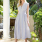 THML "Jesse" Sleeveless Striped V-Neck Dress-Blue
