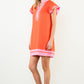 THML "Geri" Flutter Sleeve V-Neck Dress-Orange