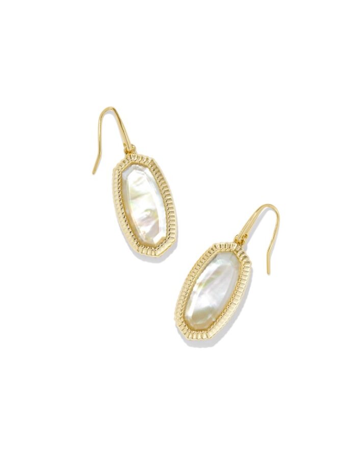 Kendra Scott Dani Ridge Frame Drop Earring-Gold Golden Abalone