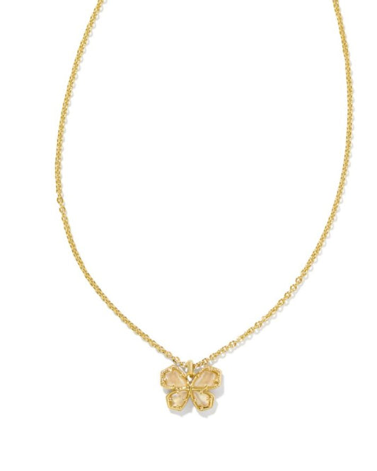 Kendra Scott Mae Butterfly Pendant Necklace-Gold Golden Abalone