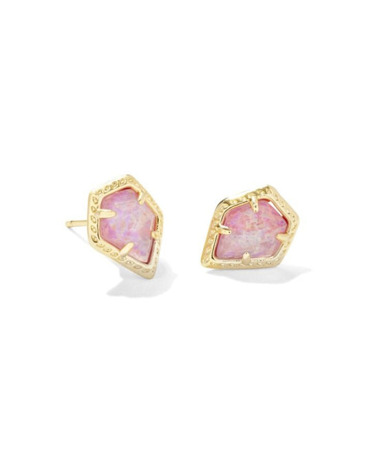 Kendra Scott Tessa Framed Stud-Gold Rose Pink Opal