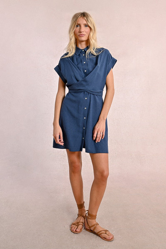 Molly Bracken Tie-Back Shirt Dress - Navy