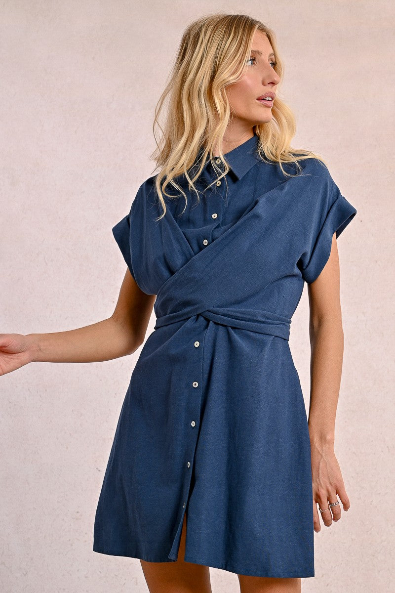 Molly Bracken Tie-Back Shirt Dress - Navy