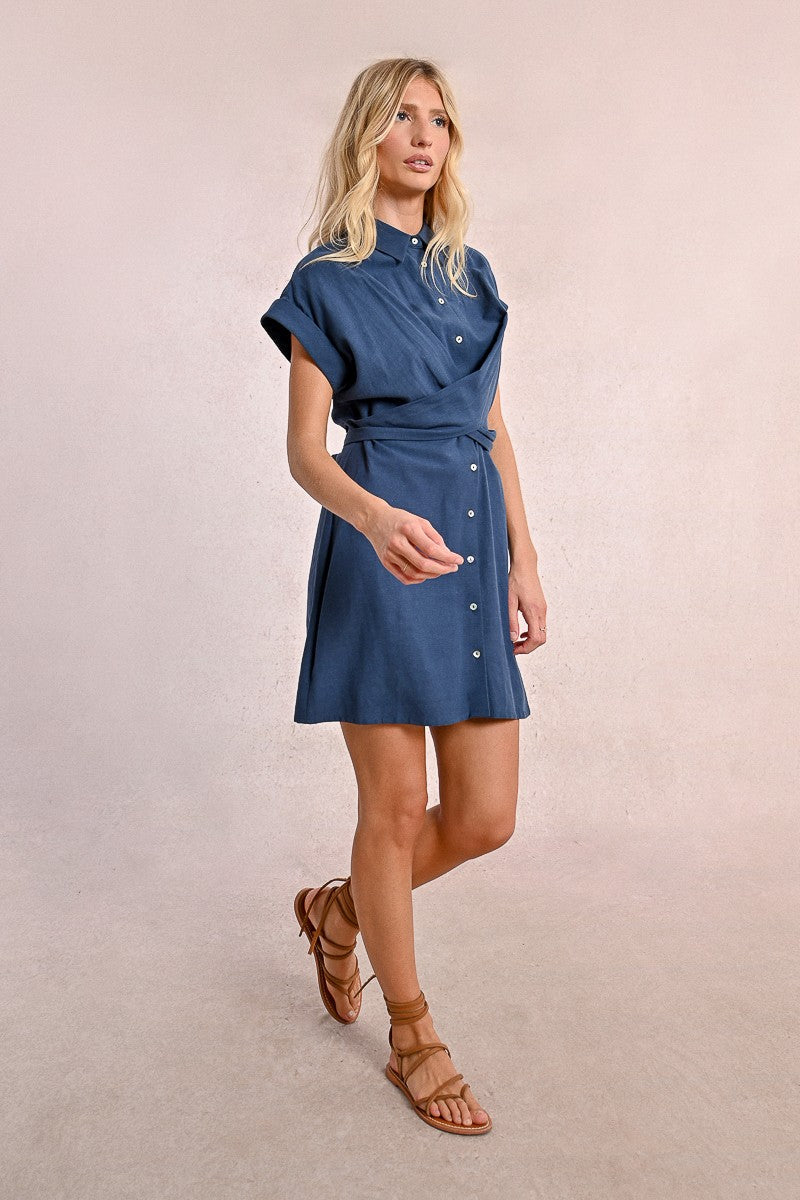 Molly Bracken Tie-Back Shirt Dress - Navy