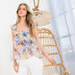 THML "Bree" Mixed Print Tiered Top-Blue/Lilac
