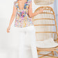 THML "Bree" Mixed Print Tiered Top-Blue/Lilac