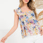 THML "Bree" Mixed Print Tiered Top-Blue/Lilac
