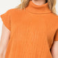 THML “Blair” Turtleneck Cableknit Sweater Vest - Rust