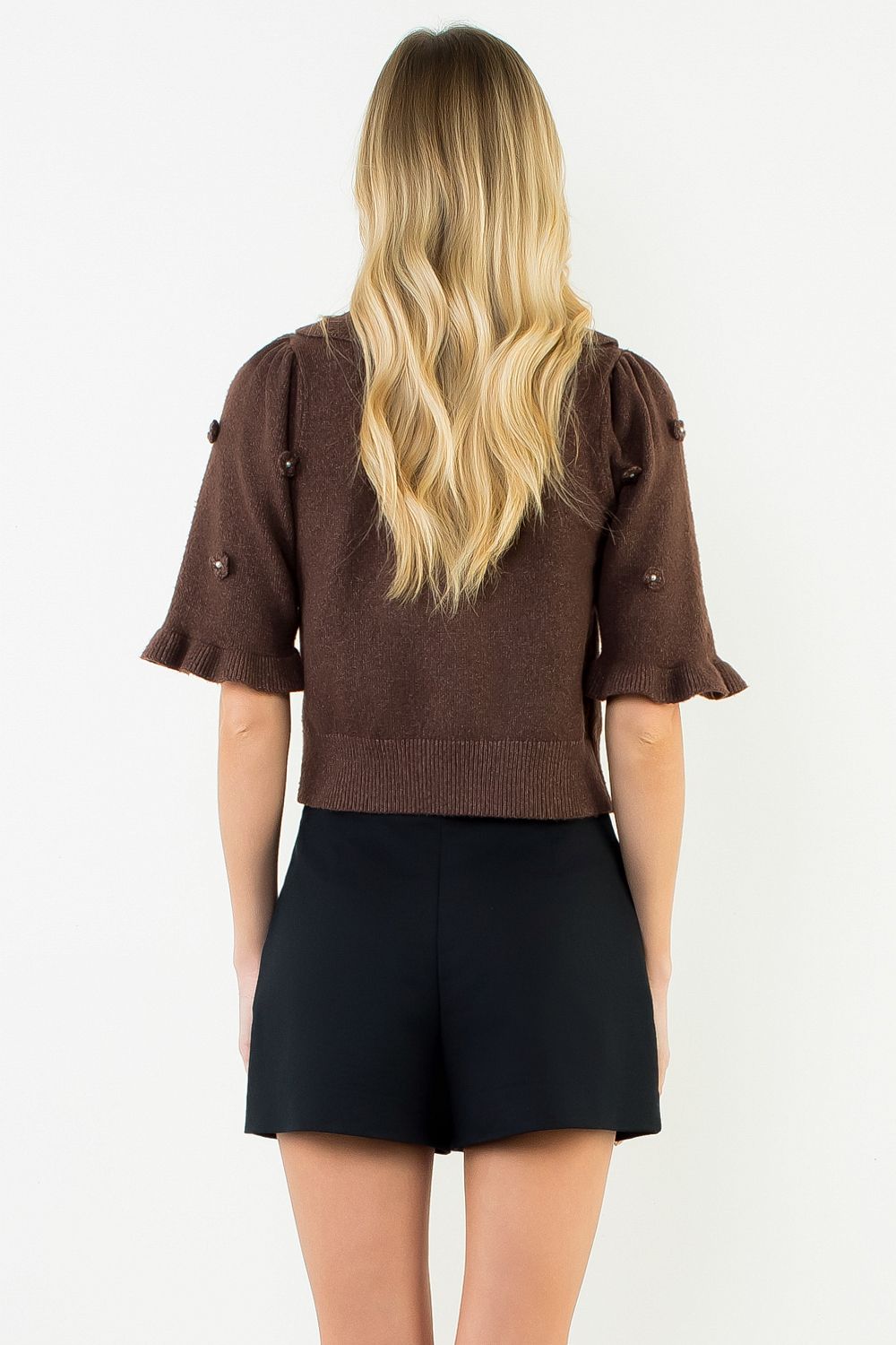 THML “Harrison” Floral Embroidered Top-Brown