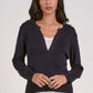 Elan V-Neck Layered Sweater-Navy/White