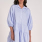 Elan "Charlene" Collared Striped Dress-Blue Pinstripe