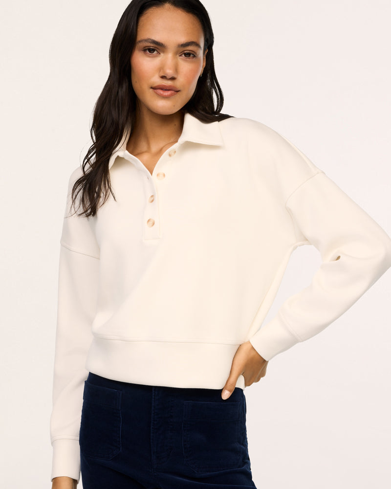 Spanx Rugby Collared Pullover-Ivory