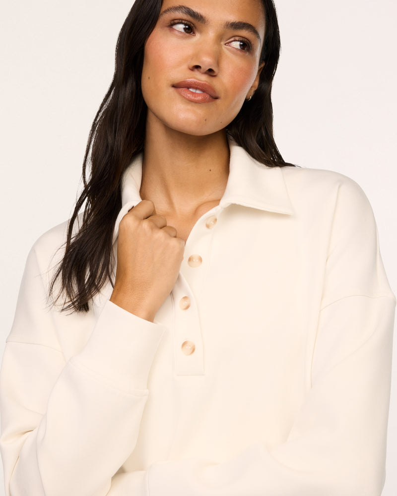 Spanx Rugby Collared Pullover-Ivory