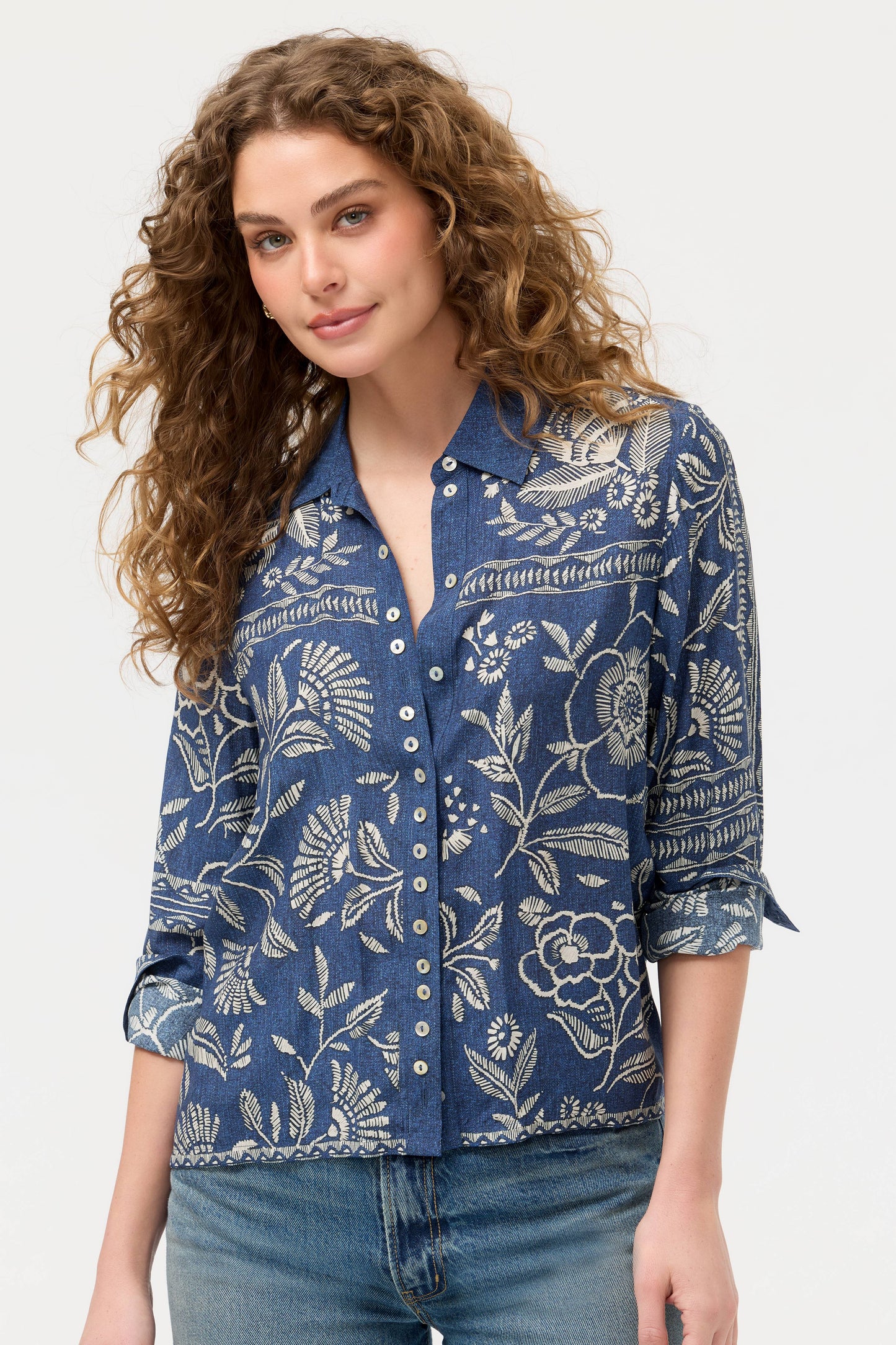 Johnny Was Button Detail Shirt-Vaelis